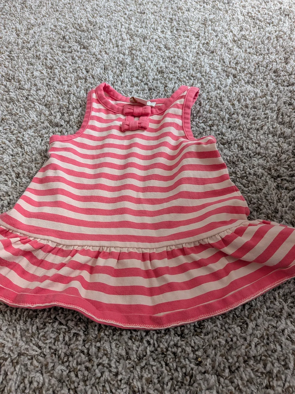 kate spade Pink and Cream Striped Sleeveless Peplum Top with Bow Size 24 Months